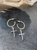 Mixed Metal Cross Dangle
