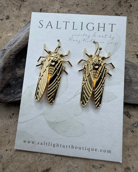 Golden Cicada Earrings
