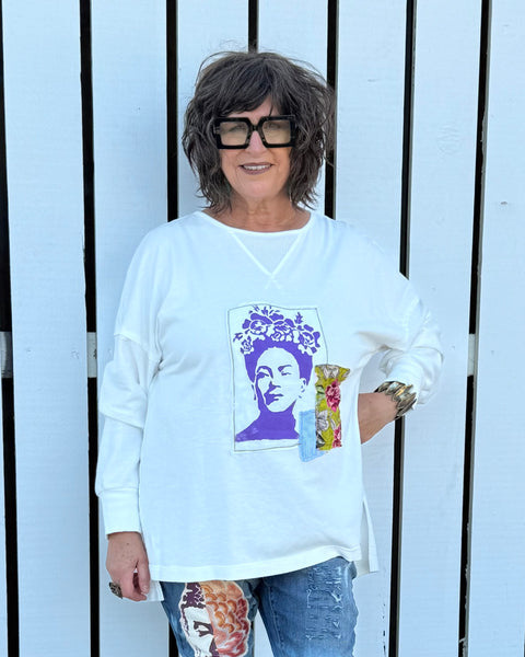 Buddha Love White/Purple Frida Sweatshirt