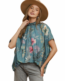 Floral Mock Neck