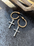Mixed Metal Cross Dangle