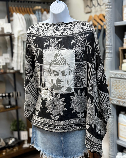 Buddha Love Dharma Patchwork Top