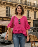 Linen Ruffle Top