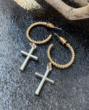 Mixed Metal Cross Dangle