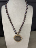 Peacock Pearl & Coin Necklace