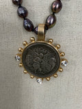 Peacock Pearl & Coin Necklace