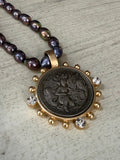 Peacock Pearl & Coin Necklace