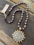 Peacock Pearl & Coin Necklace