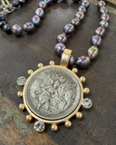 Peacock Pearl & Coin Necklace