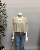 Linen Cotton Blend Crop Top