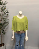 Linen Cotton Blend Crop Top