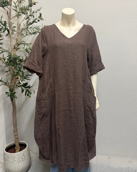 linen cocoon dress Linen Allegra Dress M / Meridian