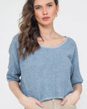 Linen Cotton Blend Crop Top