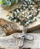 Amazonite and Crystal Cross